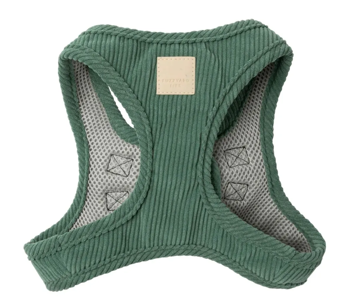 FuzzYard Life Corduroy Step In Harness - Myrtle Green